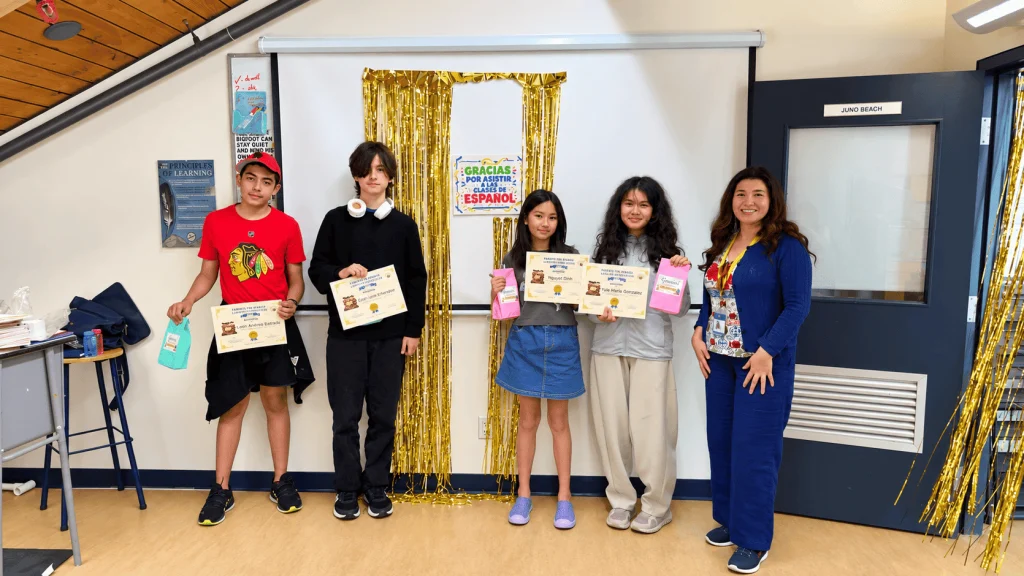 Children participating in a Spanish class at PSLA in Vancouver